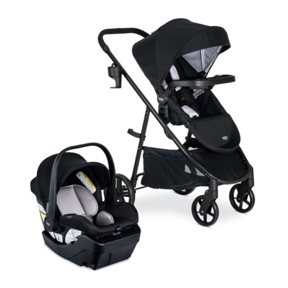 Britax Willow Brook Baby Travel System, Infant Car Seat and Stroller Combo with Aspen Base, ClickTight Technology, RightSize System and 4 Ways to Stroll, Graphite Glacier