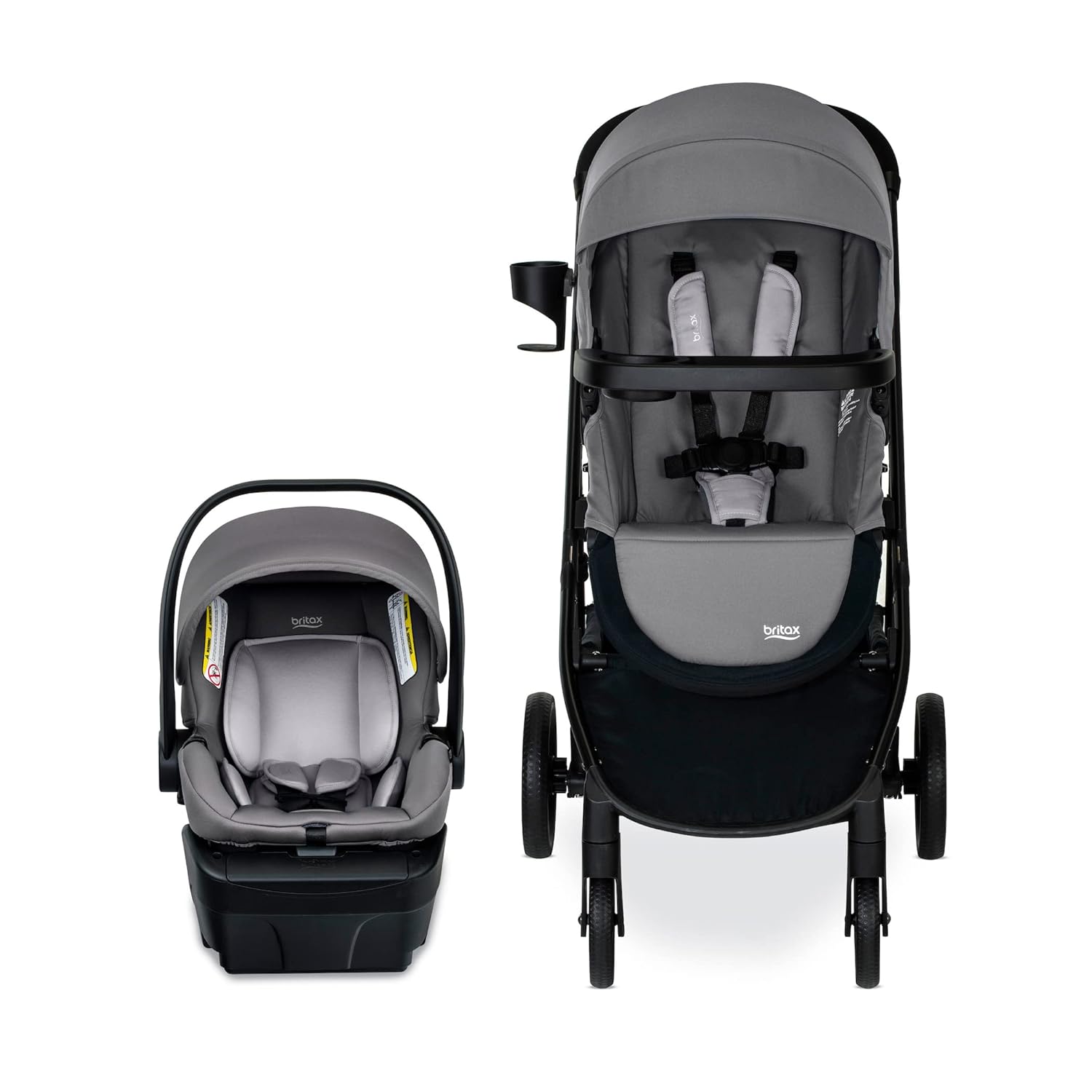 Britax Willow Brook Baby Travel System, Infant Car Seat and Stroller Combo with Aspen Base, ClickTight Technology, RightSize System and 4 Ways to Stroll, Graphite Glacier