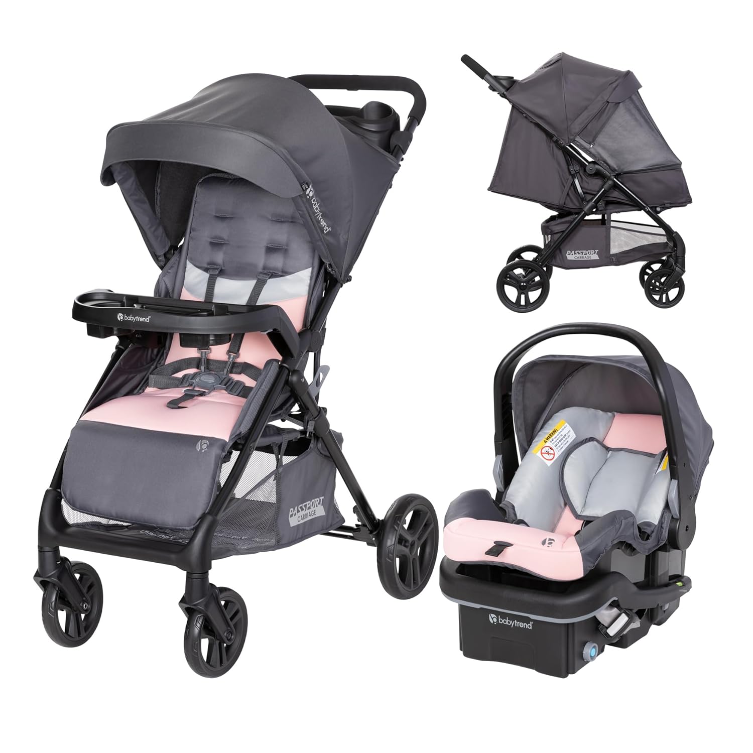 Baby Trend Passport® Carriage Stroller Travel System with EZ-Lift™ Infant Car Seat, Dash Pink