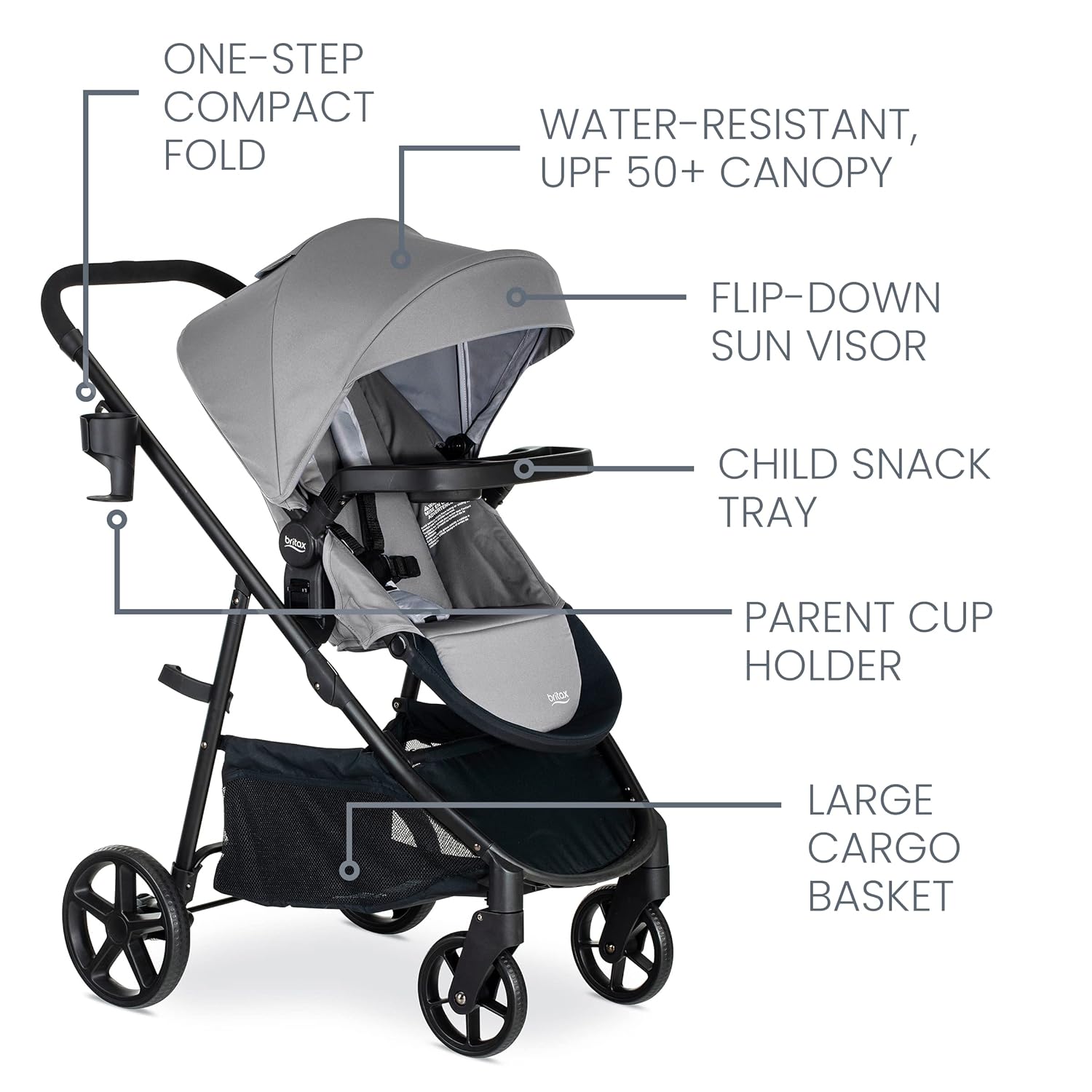 Britax Willow Brook Baby Travel System, Infant Car Seat and Stroller Combo with Aspen Base, ClickTight Technology, RightSize System and 4 Ways to Stroll, Graphite Glacier