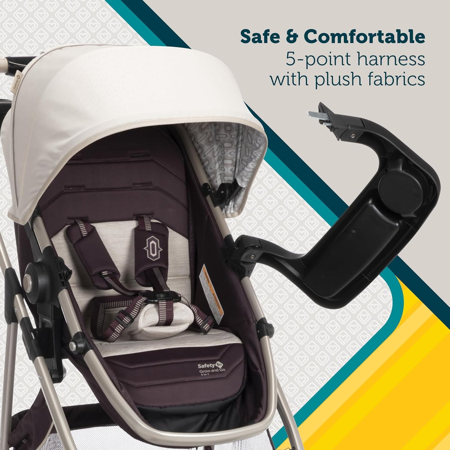 Safety 1st Deluxe Grow and Go Flex 8-in-1 Travel System, Weight Capacity from 4–35 lbs, Dunes Edge